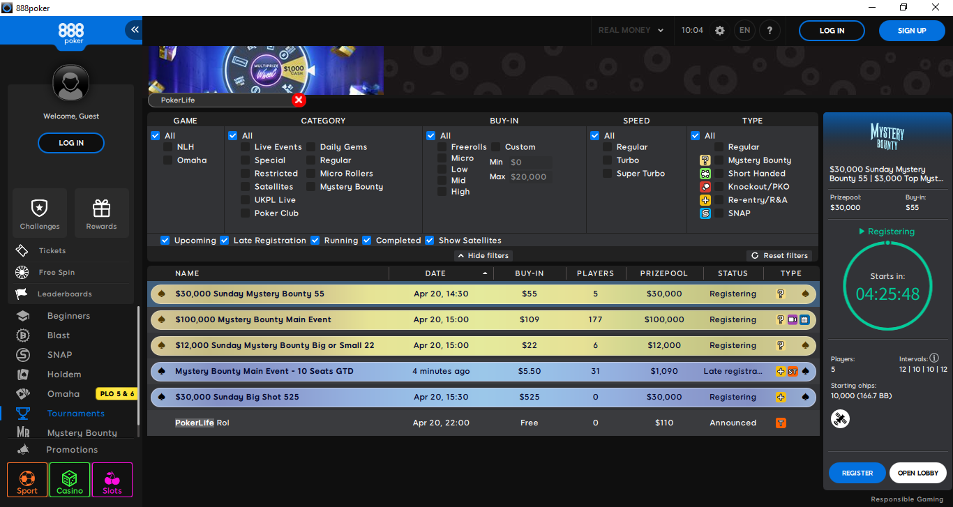 PokerLife Roll Lobby 20.04.2025