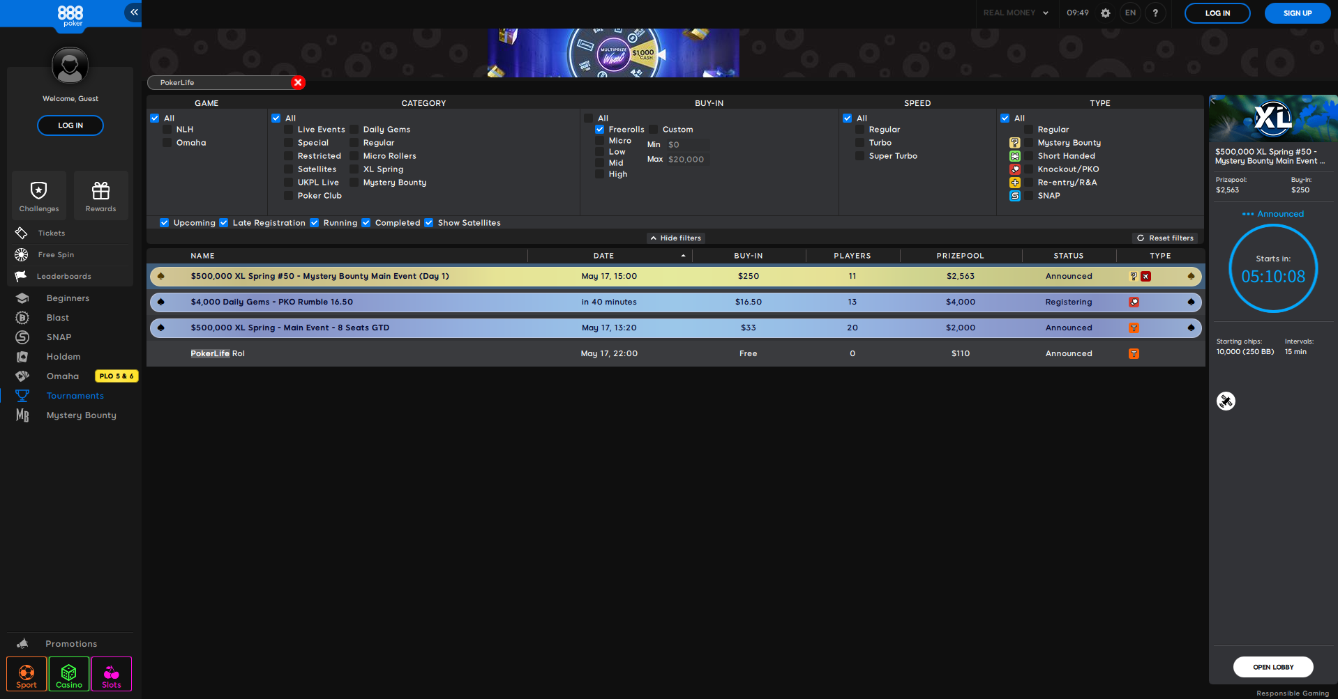PokerLife Roll Lobby 17.05.2025