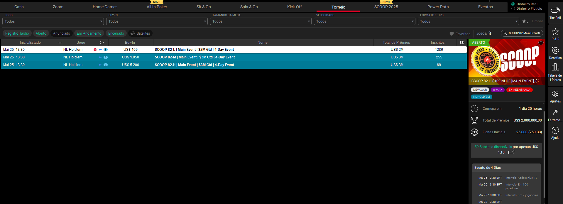 PokerStars SCOOP Evento 82# Lobby