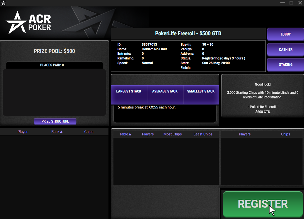 Freeroll Exclusivo PokerLife ACR - passo 3