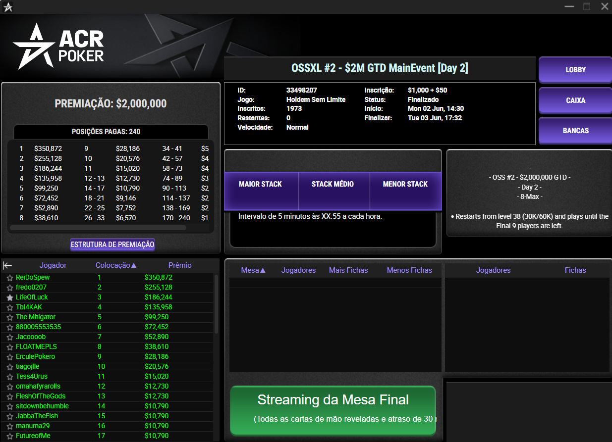 ACR Poker OSSXL #2 MainEvent 03jun25