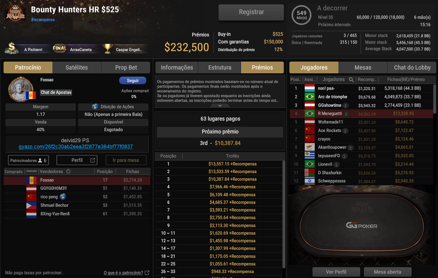 GGPoker Bounty Hunters HR US$ 525 16jun2025