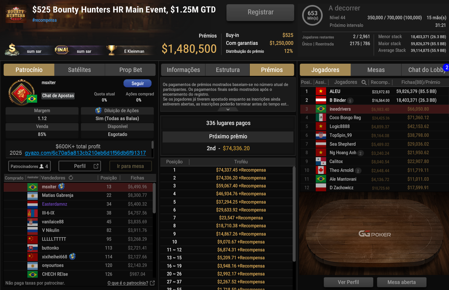 GGPoker US$ 525 Bounty Hunters HR Main Event 27jul2025