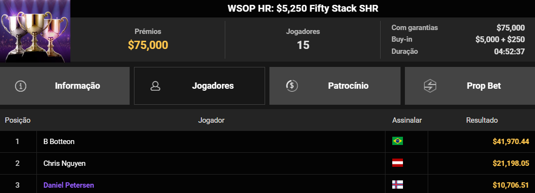GGPoker WSOP Online HR US$ 3.000 Fifty Stack SHR 30ago2025