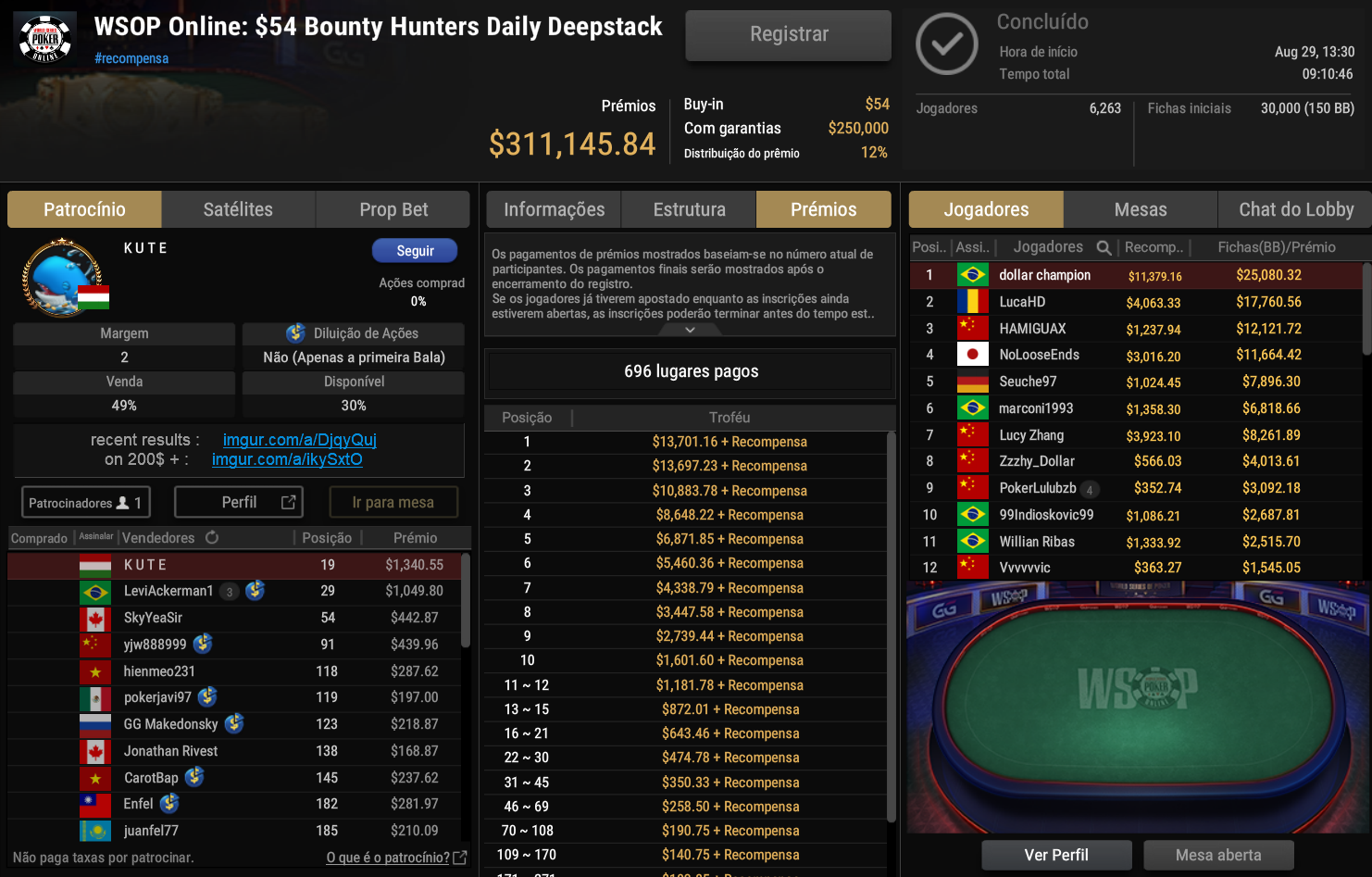 GGPoker WSOP Online US$ 54 Bounty Hunters Daily Deepstack 29ago2025