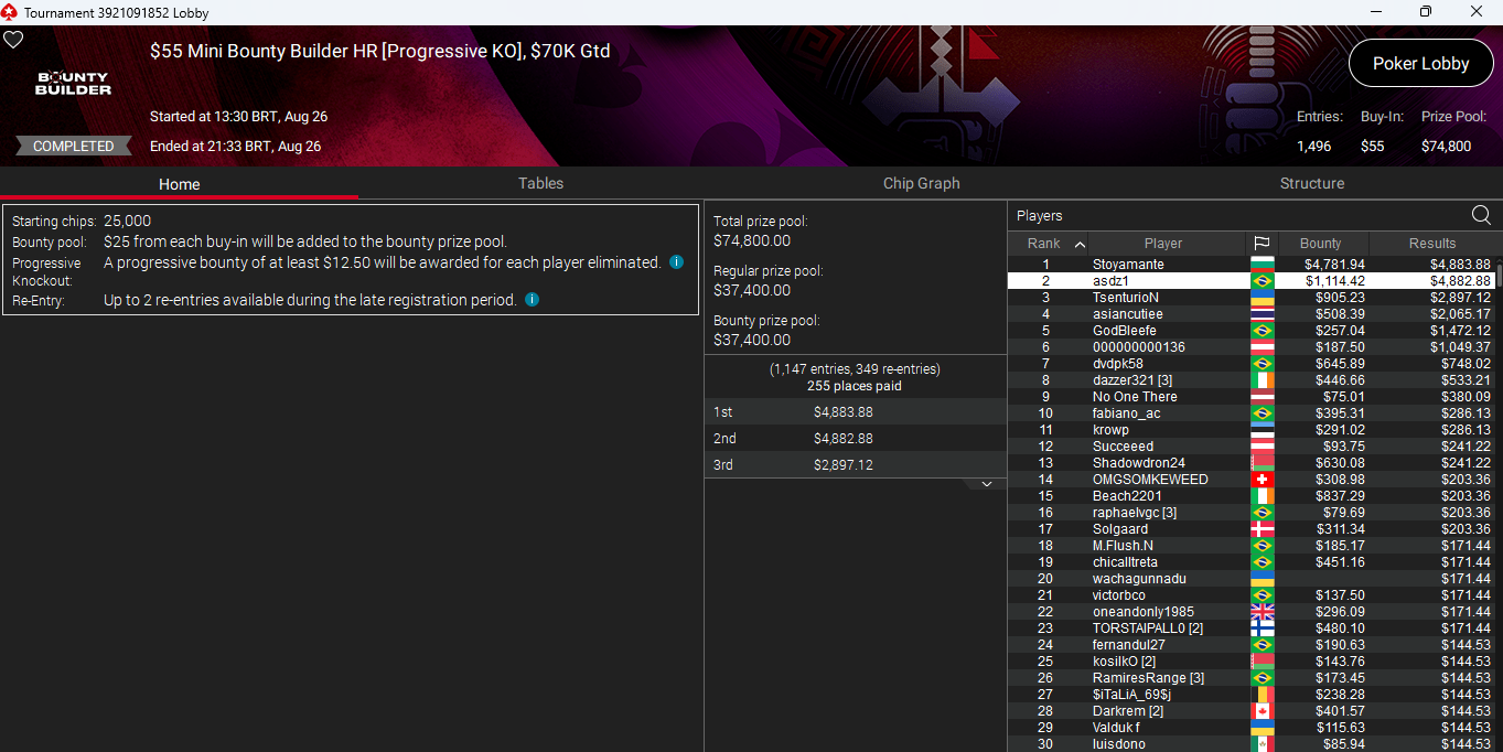 PokerStars $55 Mini Bounty Builder HR 26ago25