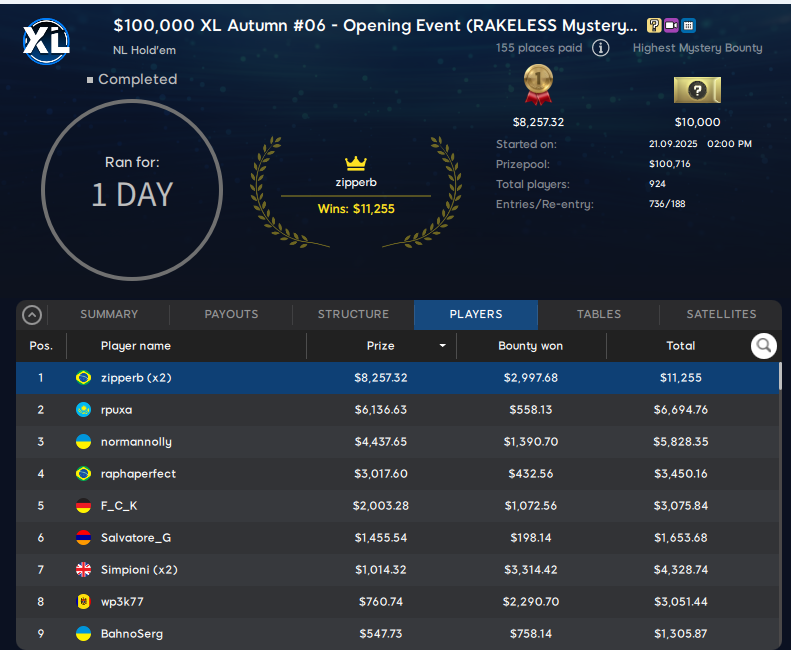 888poker XL Autumn #6 23set25