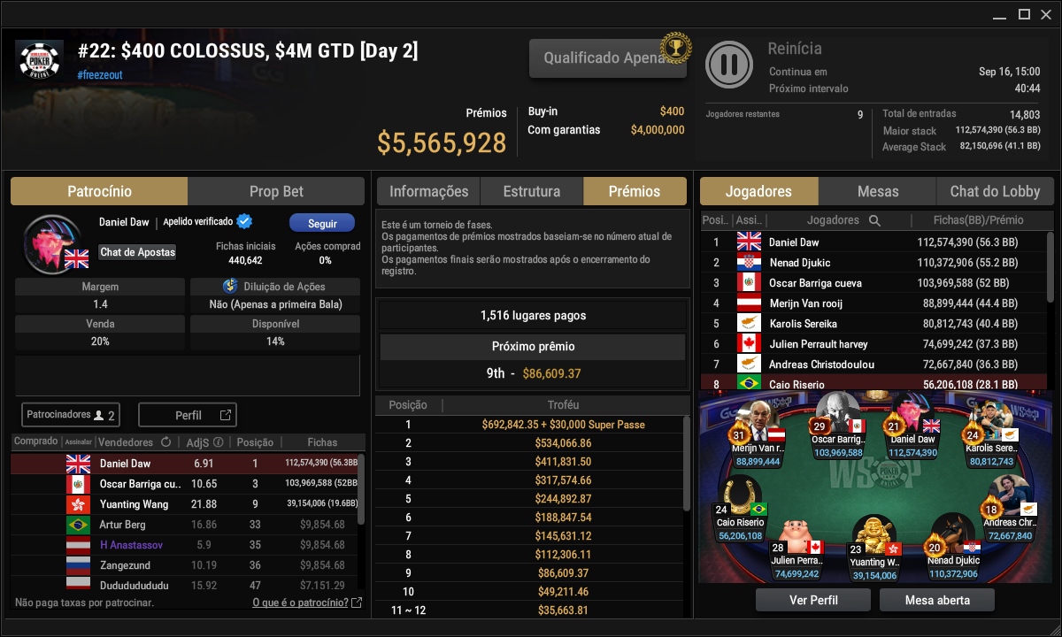 GGPoker WSOP Online #22 $400 Colossus 15set25