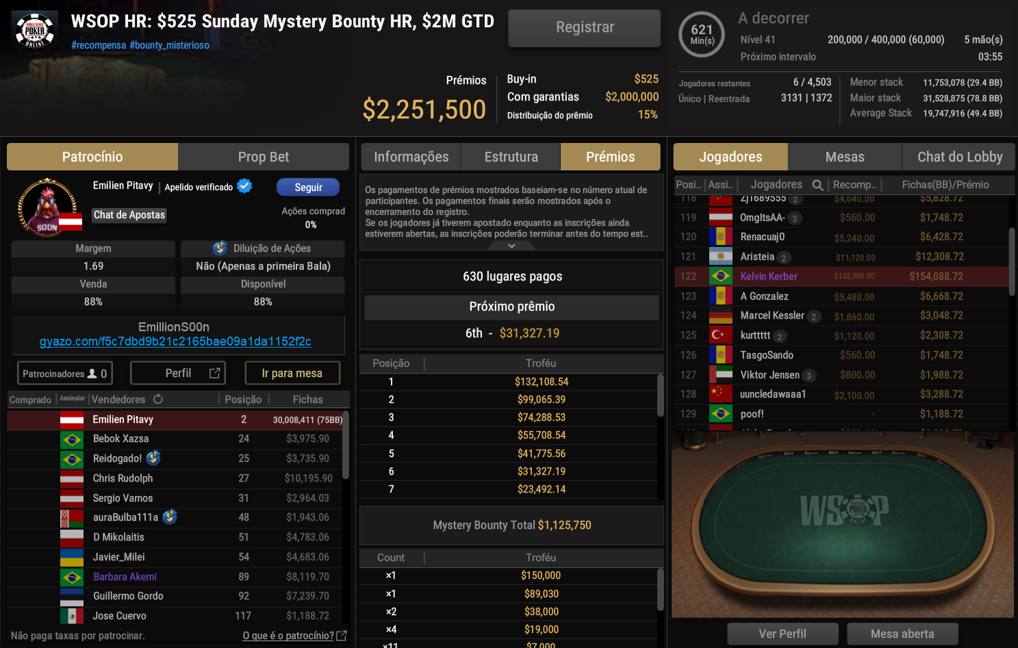 GGPoker WSOP Online HR US$ 525 Sunday Mystery Bounty HR 21set2025