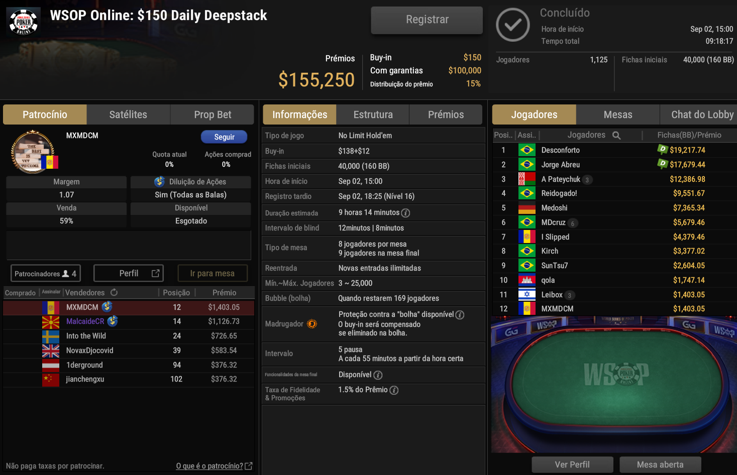 GGPoker WSOP Online US$ 150 Daily Deepstack 02set2025