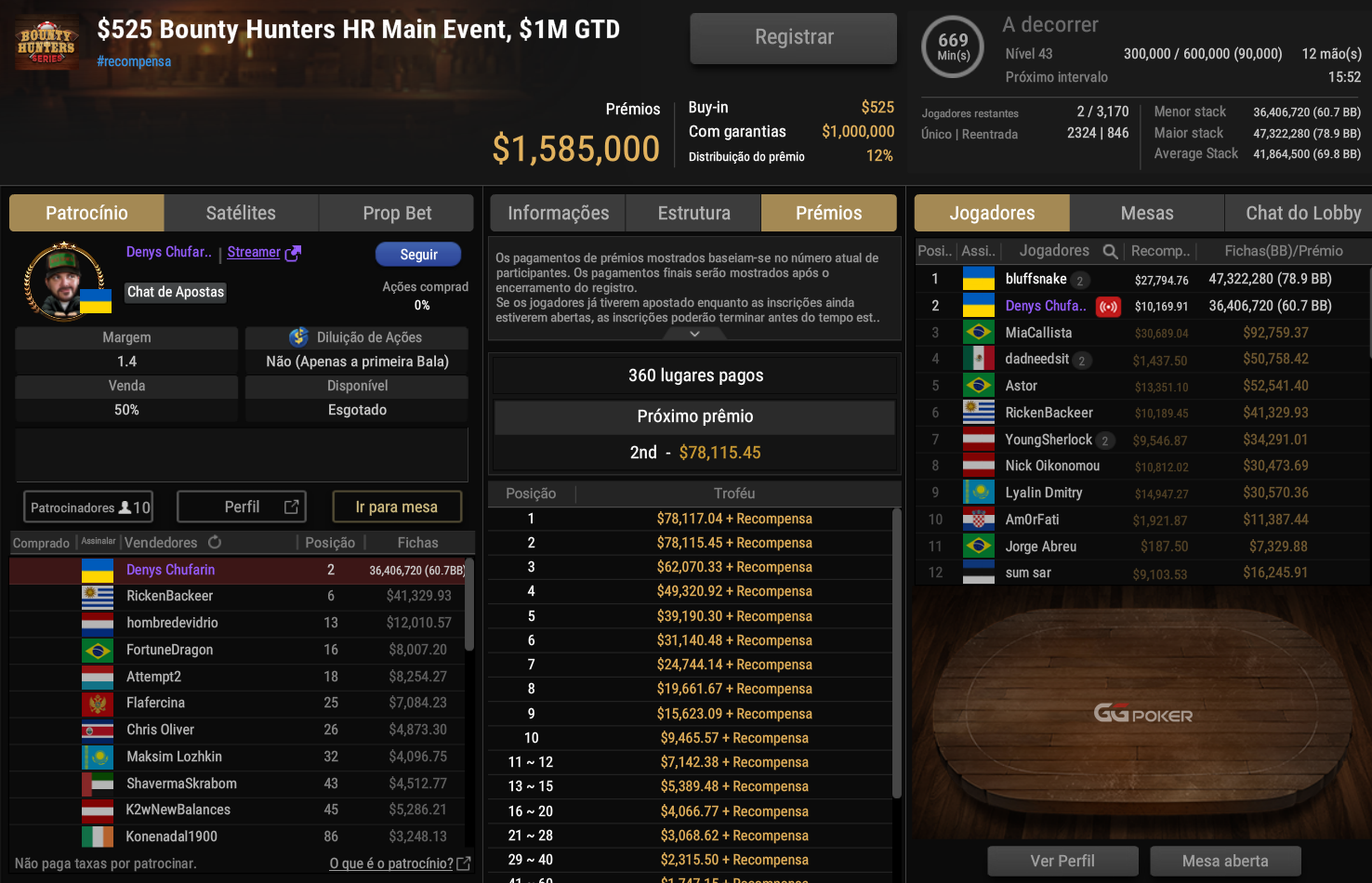 GGPoker US$ 525 Bounty Hunters HR Main Event 12out2025