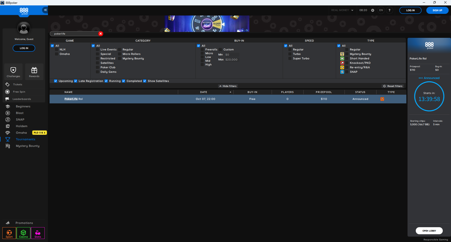 PokerLife Lobby 07.10.2025