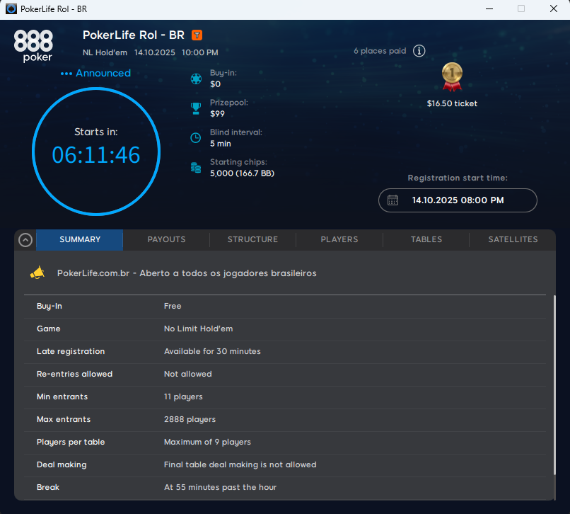 PokerLife Rol Infos 14.10.2025