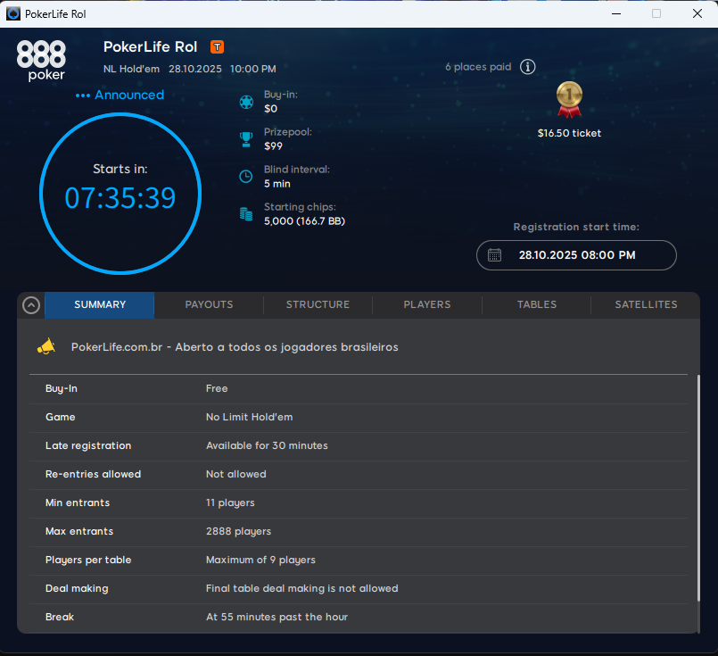 PokerLife Roll 28.10.2025