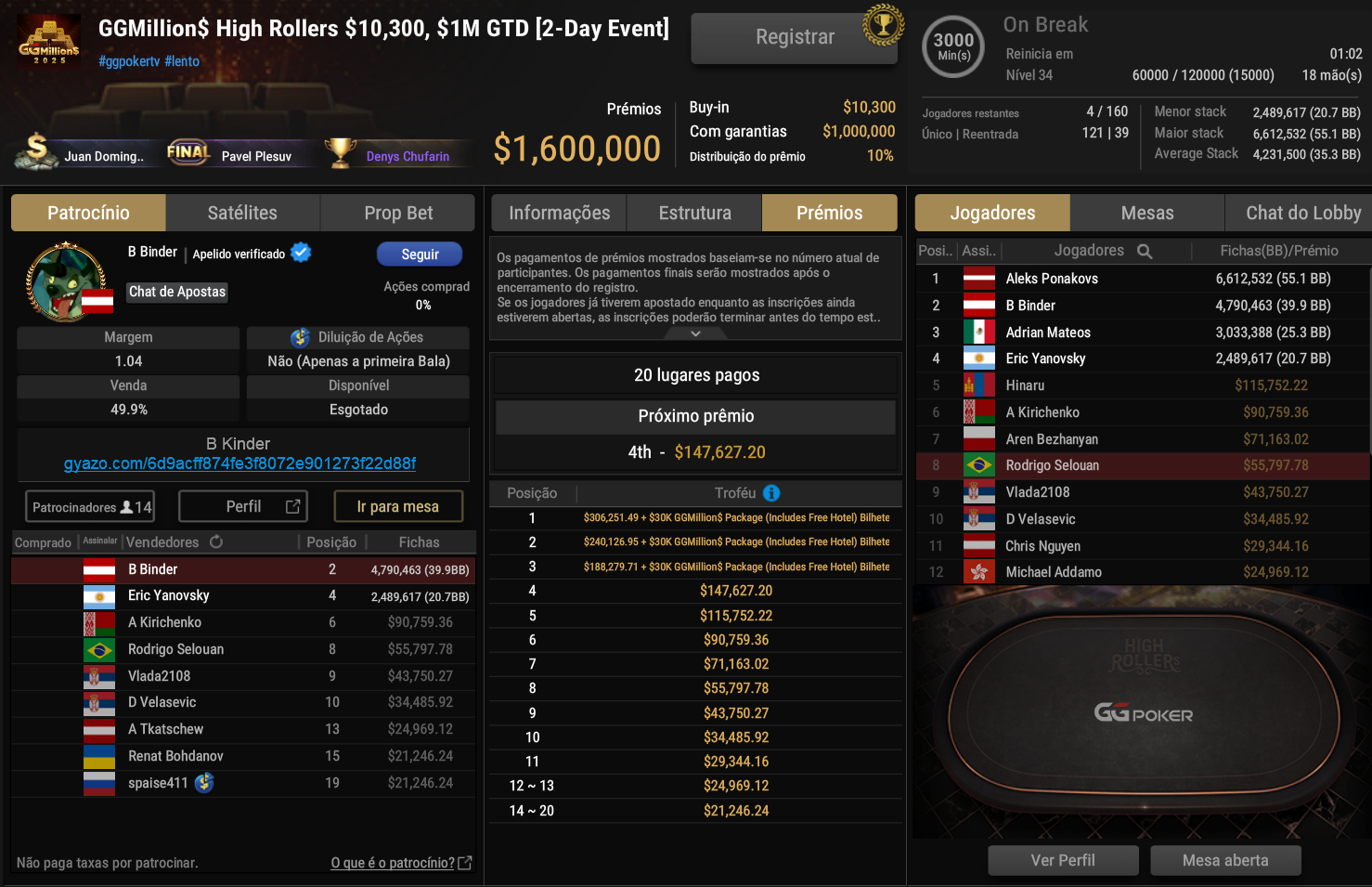 GGPoker GGMillion$ High Rollers US$ 10.300 11nov2025