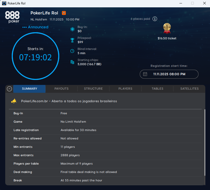 PokerLife Roll Infos 11.11.2025