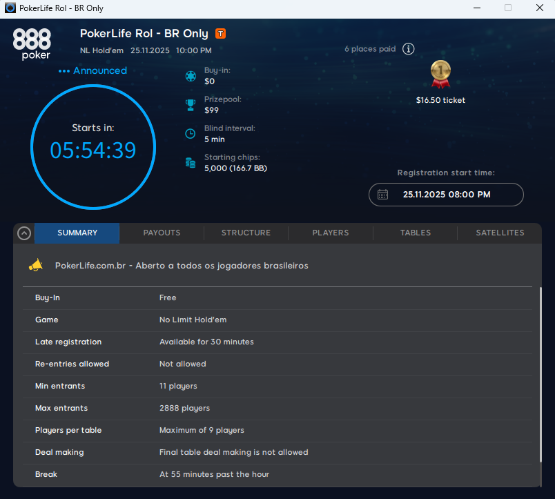 PokerLife Roll Infos 25.11.2025