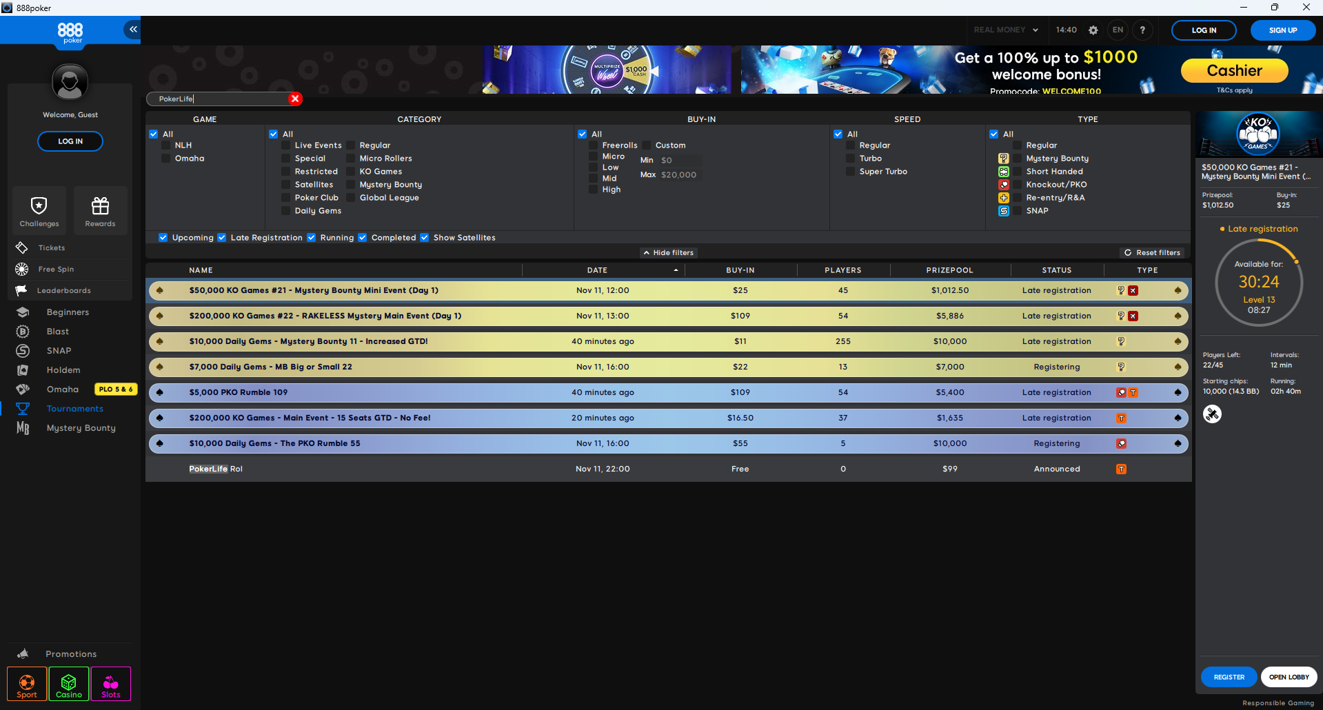 PokerLife Roll Lobby 11.11.2025