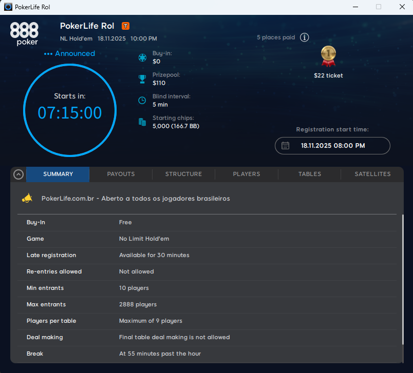 PokerLife Roll Infos 18.11.2025