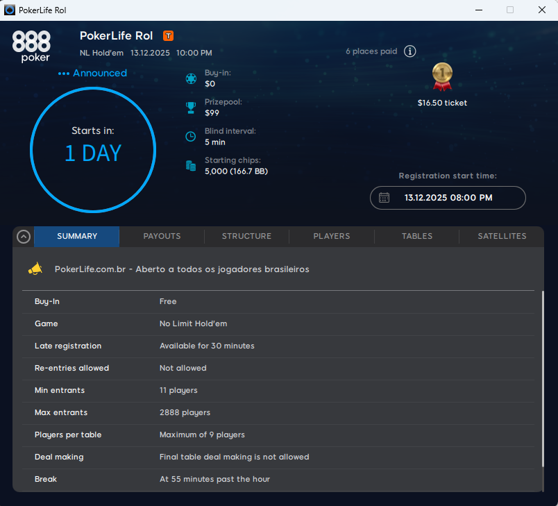 PokerLife Roll Infos 13.12.2025