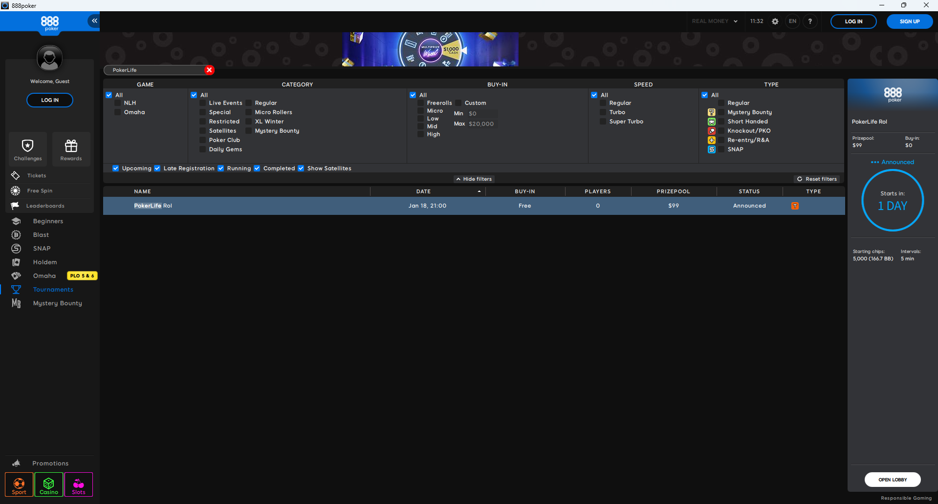 PokerLife Roll Lobby 18.01.2026