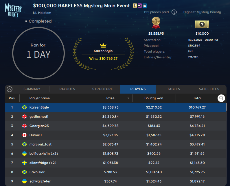 888poker $109 Main Event 16mar26