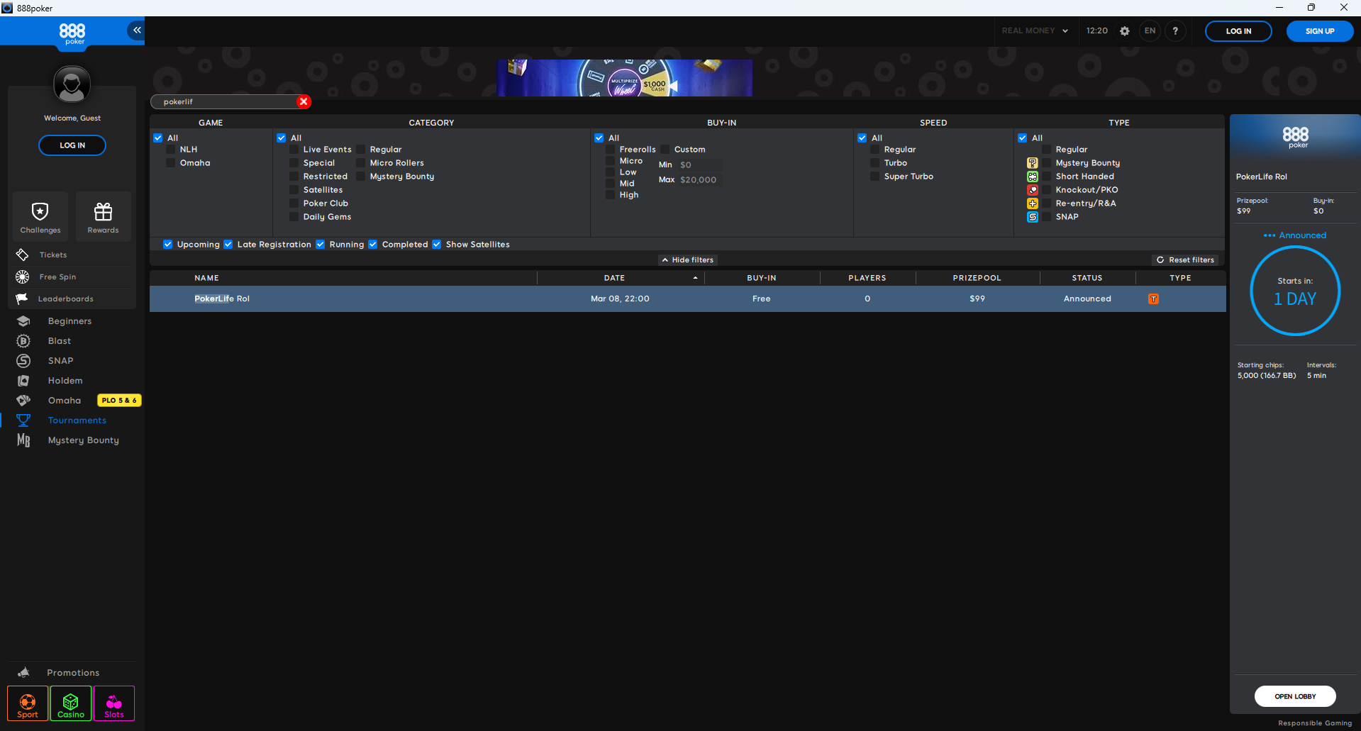 PokerLife Roll Lobby 08.03.2026