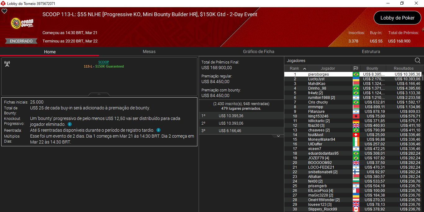 SCOOP #113-L US$ 55 NLHE