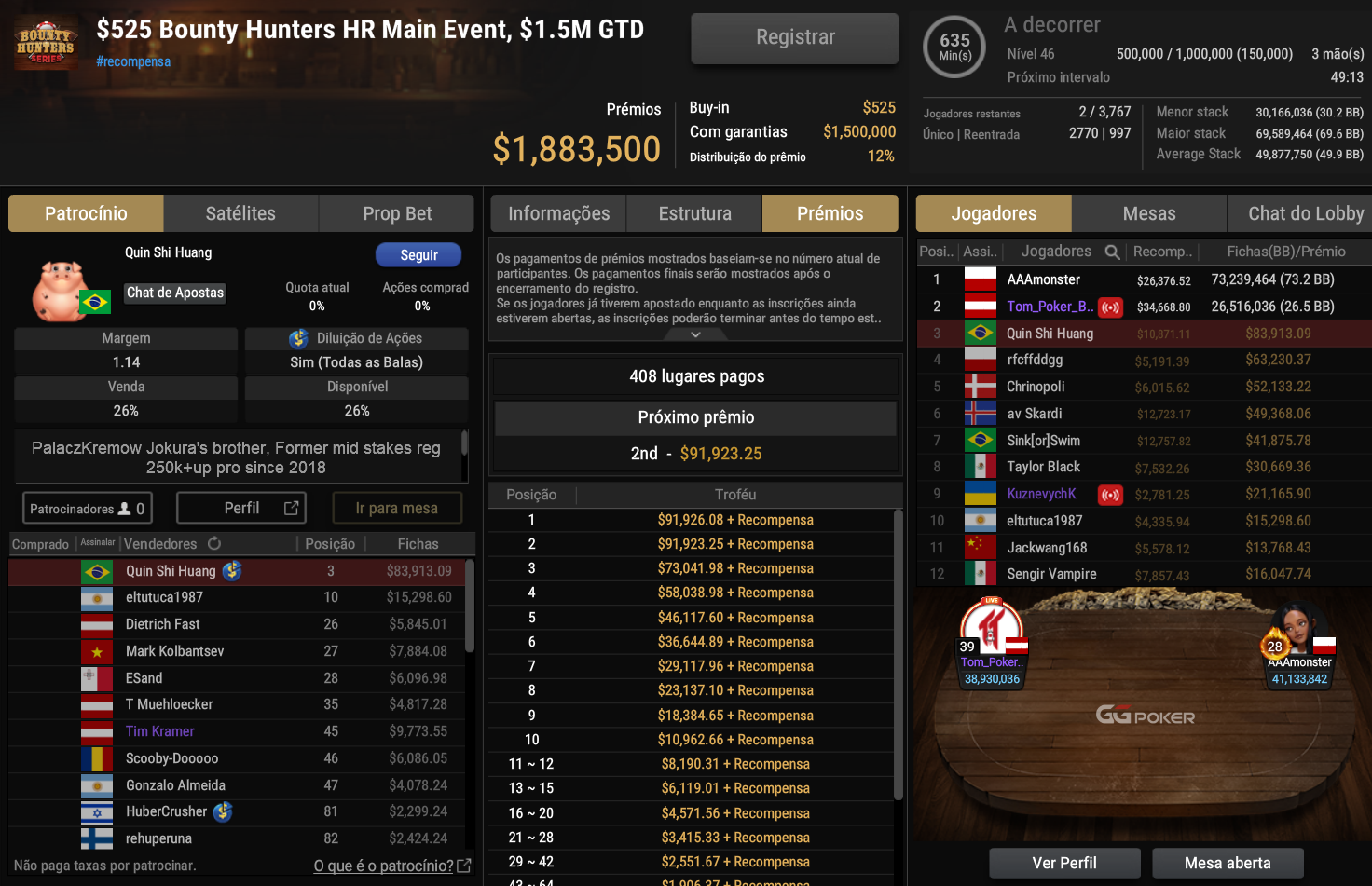 GGPoker US$ 525 Bounty Hunters HR Main Event 12abr202