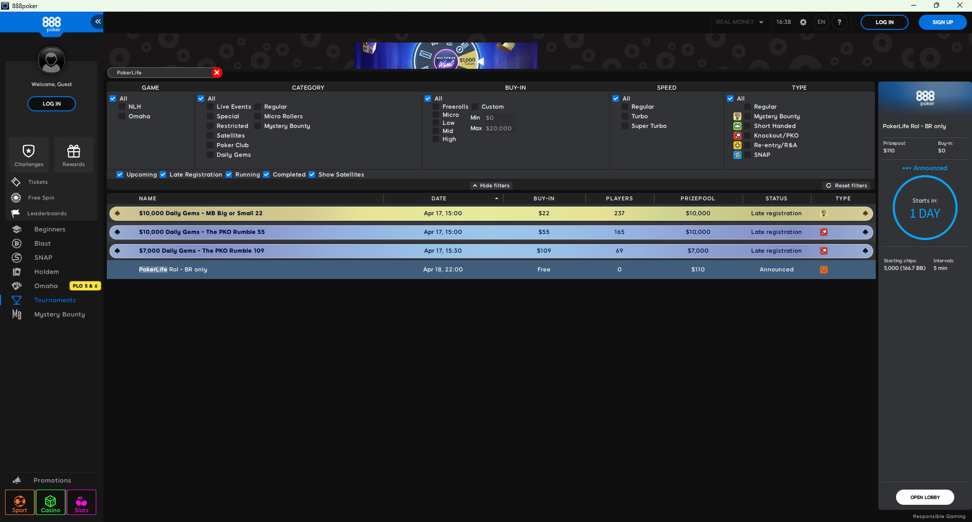 PokerLife Roll 18.04.2026 Lobby