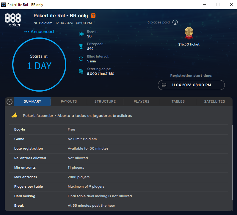 PokerLife Roll Infos 12.04.2026