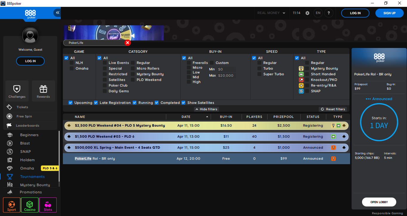 PokerLife Roll Lobby 12.04.2026