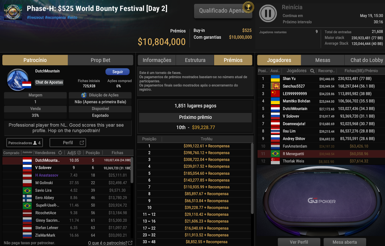 GGPoker GGWF Phase-H US$ 525 World Bounty Festival 18mai2026