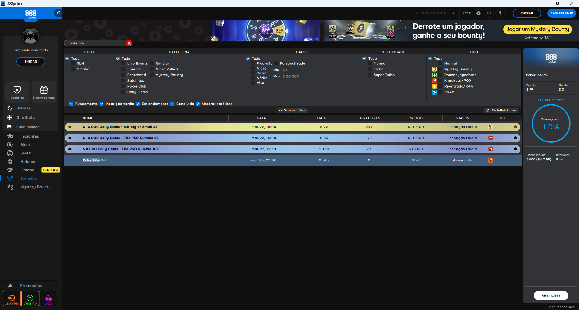 PokerLife Roll Lobby 23.05.2026