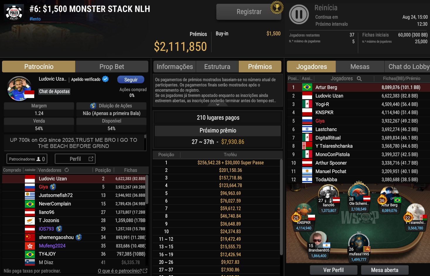 GGPoker WSOP Online #6 US$ 1.500 MONSTER STACK NLH 23ago2026