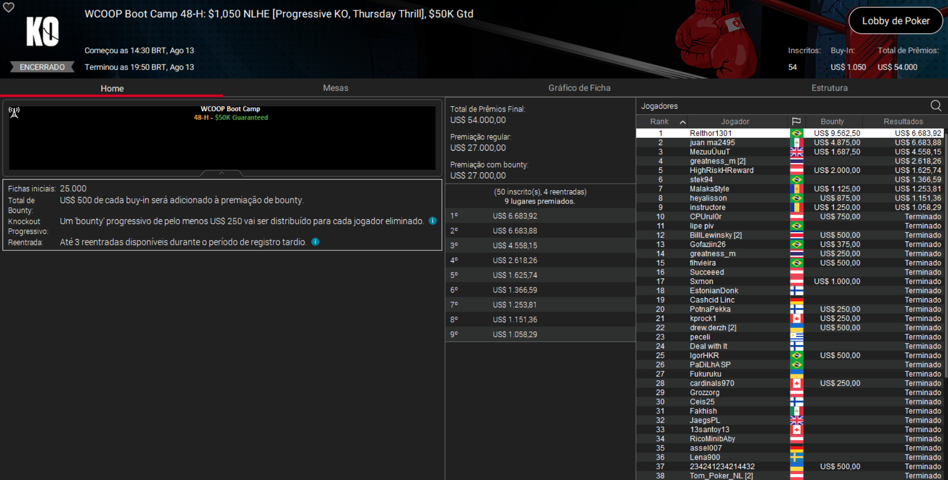PokerStars WCOOP Boot Camp 48-H US$ 1.050 NLHE [PKO Thursday Thrill] 13ago2026