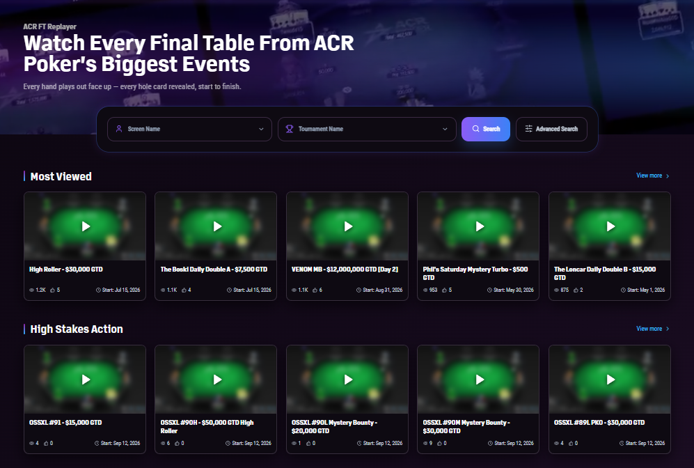 Final Table Replayer ACR Poker - home
