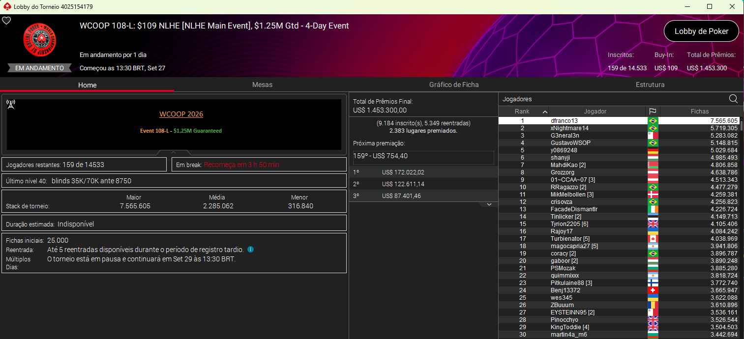 WCOOP #108-L US$ 109 NLHE Main Event