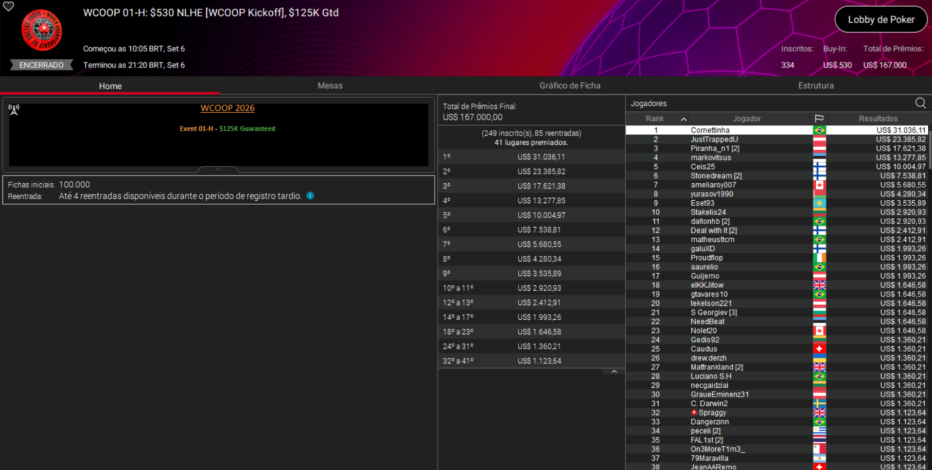 PokerStars WCOOP 01-H US$ 530 NLHE [Kickooff] 06set2026