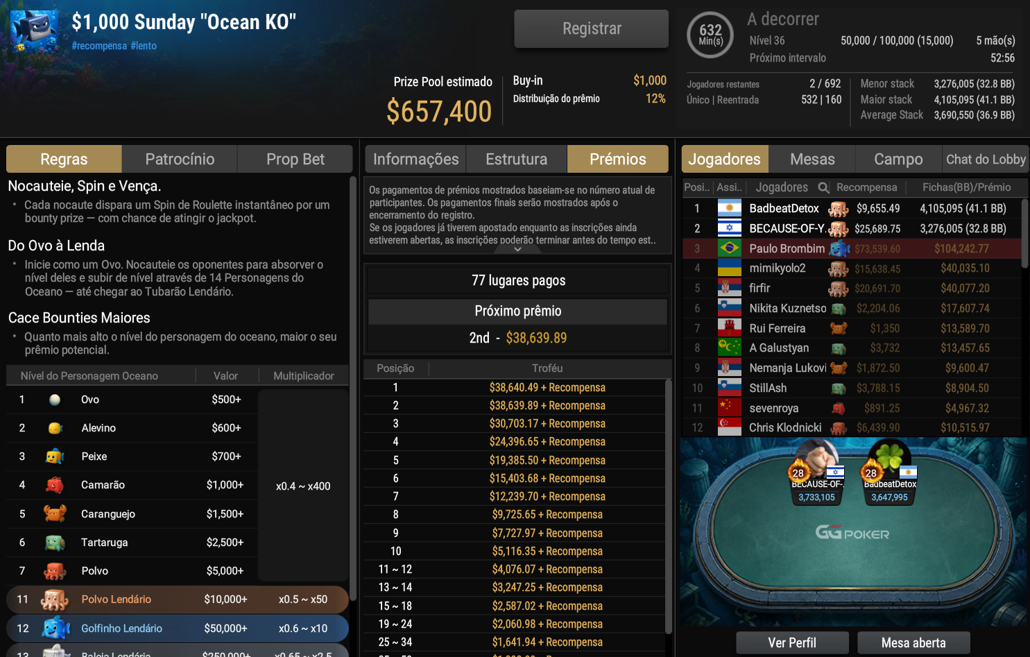 GGPoker US$ 1.000 Sunday Ocean KO 04out2026
