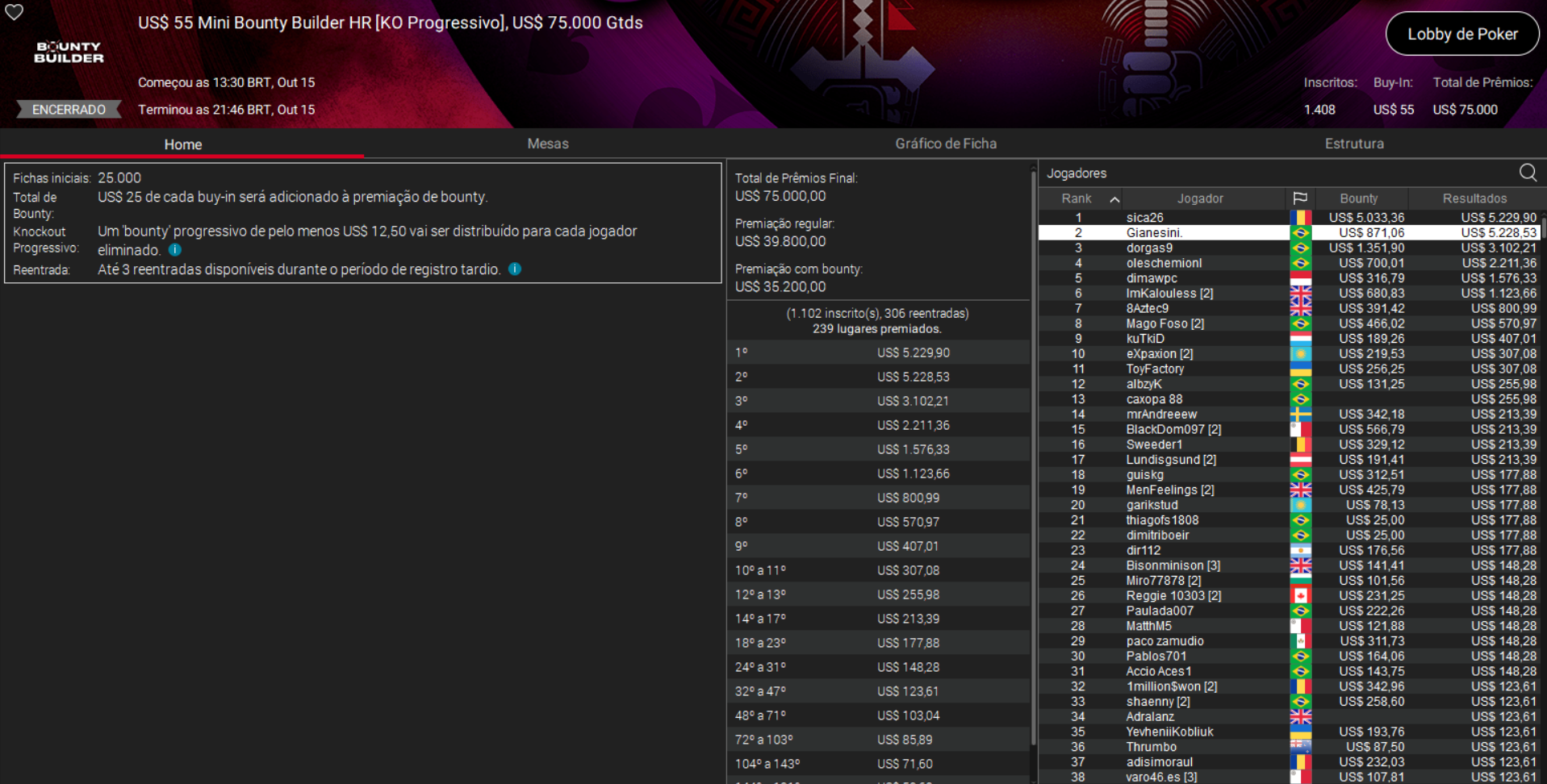 PokerStars US$ 55 Mini Bounty Builder HR [PKO] 15out2026